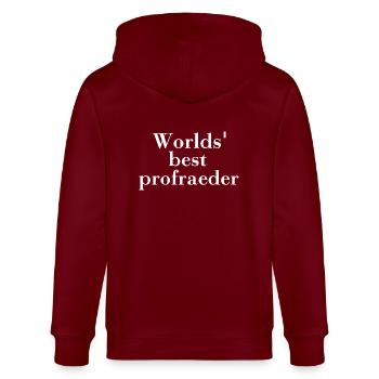 Le meilleur correcteur des mondes. Traducteur de correction d'épreuves - Veste à capuche bio CULTIVATOR Stanley/Stella Unisexe - bordeaux - Dos - Anna (173cm)