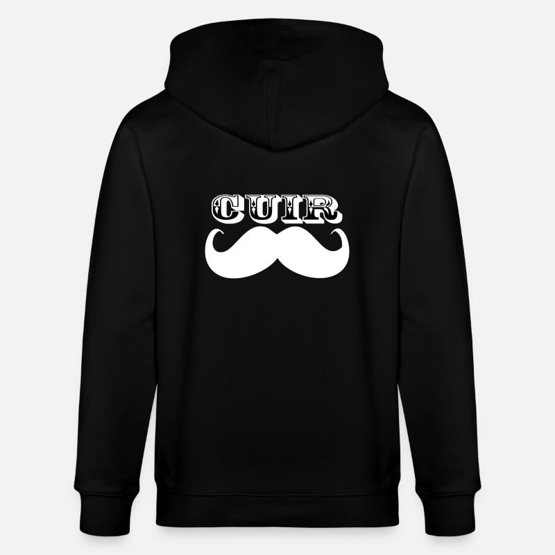 Cuir Moustache - Logo Blanc - Veste à capuche bio CULTIVATOR Stanley/Stella Unisexe - noir