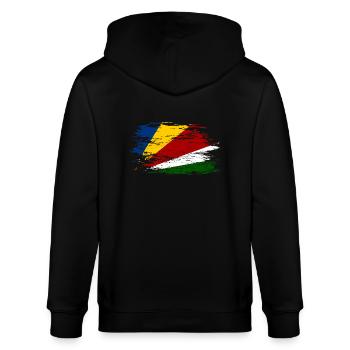 Seychelles flag used - Stanley/Stella CULTIVATOR  Unisex Organic Hooded Jacket - black - Back - Anna (173cm)
