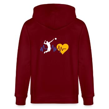 Battement de coeur volley ball - Veste à capuche bio CULTIVATOR Stanley/Stella Unisexe - bordeaux - Dos - Anna (173cm)