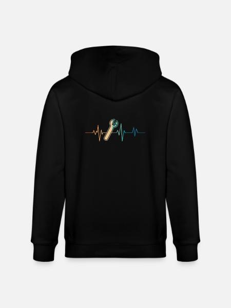 Retro Heartbeat Adjustable Wrench - Stanley/Stella CULTIVATOR Unisex Organic Hooded Jacket - black