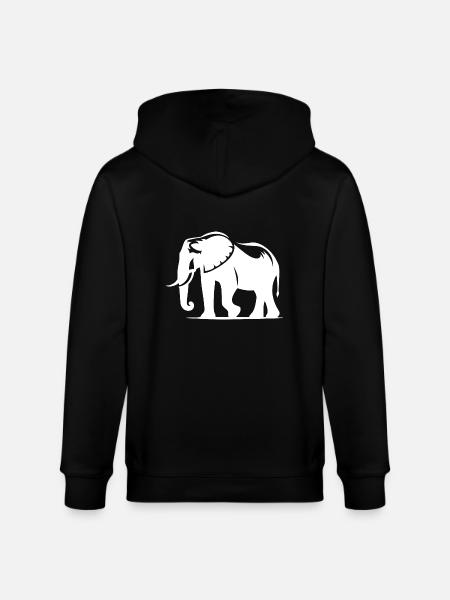 Large elephant silhouette with tusks - Stanley/Stella CULTIVATOR Unisex Organic Hooded Jacket - black