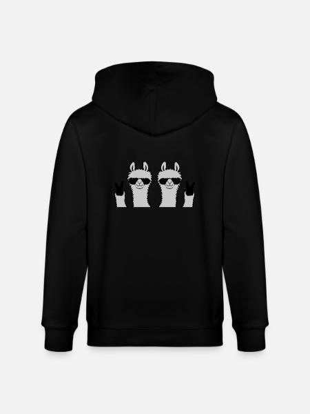Team Llama Friends Peace - Stanley/Stella CULTIVATOR Unisex Organic Hooded Jacket - black