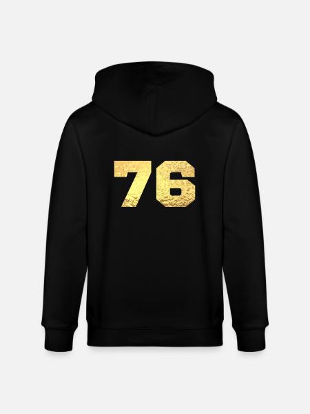 76 Gold Glitter - 76th Anniversary - Stanley/Stella CULTIVATOR Unisex Organic Hooded Jacket - black