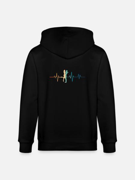 Retro Herzschlag Paar - Stanley/Stella Unisex Bio-Kapuzenjacke CULTIVATOR - Schwarz