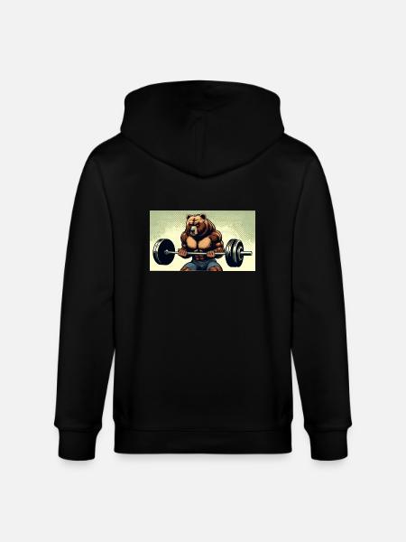 CurlBear – Der Hantel-Champion - Stanley/Stella Unisex Bio-Kapuzenjacke CULTIVATOR - Schwarz