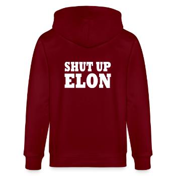 shut up elon - Stanley/Stella Unisex Bio-Kapuzenjacke CULTIVATOR  - Burgunderrot - Hinten - Anna (173cm)