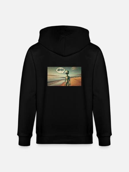 Alien on the beach - Stanley/Stella CULTIVATOR  Unisex Organic Hooded Jacket - black