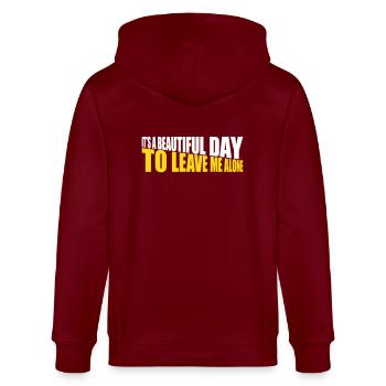 leave me alone day - Stanley/Stella Unisex Bio-Kapuzenjacke CULTIVATOR  - Burgunderrot - Hinten - Anna (173cm)