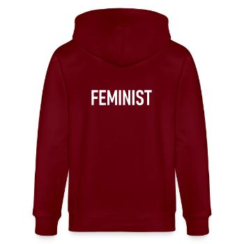 Feminist - Frau - Frauenrechte - Stanley/Stella Unisex Bio-Kapuzenjacke CULTIVATOR  - Burgunderrot - Hinten - Anna (173cm)