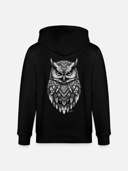 Indian geometric owl - Stanley/Stella CULTIVATOR  Unisex Organic Hooded Jacket - black