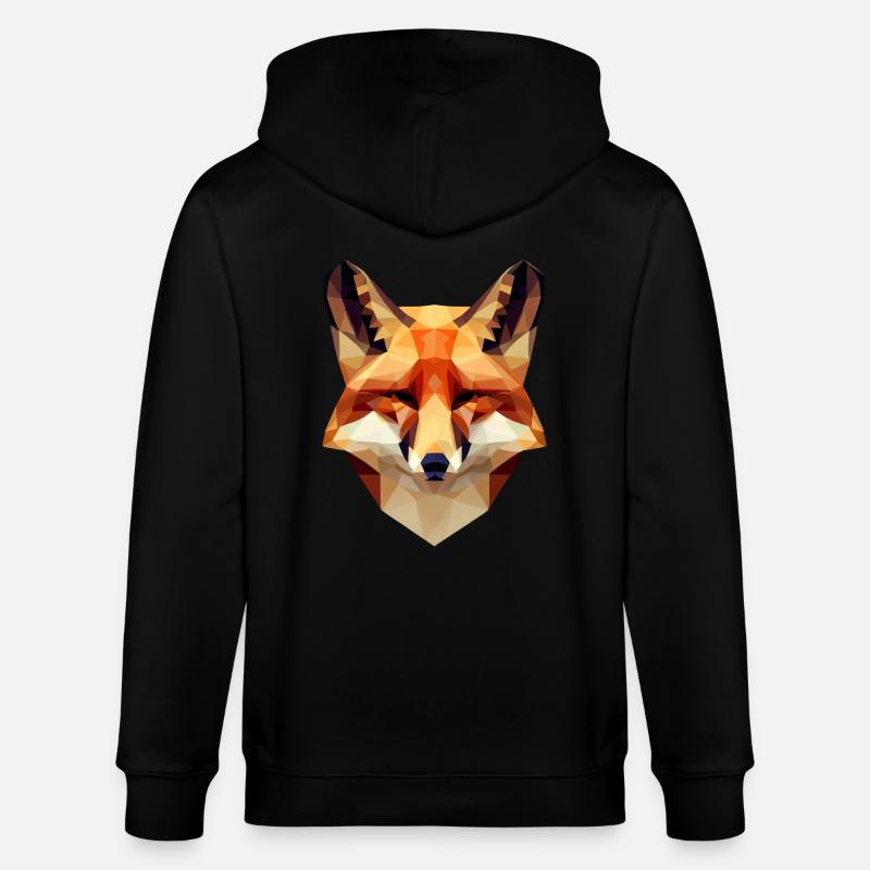 Intriguing Polygon Fox - Modern - Stanley/Stella CULTIVATOR  Unisex Organic Hooded Jacket - black