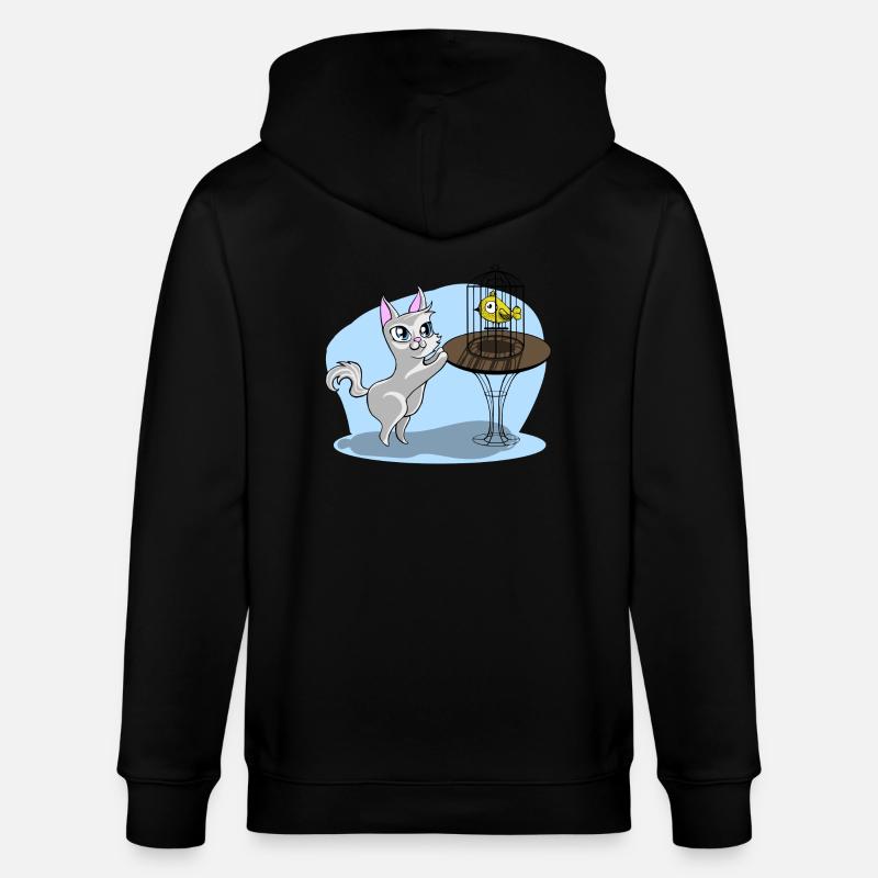 Chat avec oiseau - Veste à capuche bio CULTIVATOR Stanley/Stella Unisexe - noir