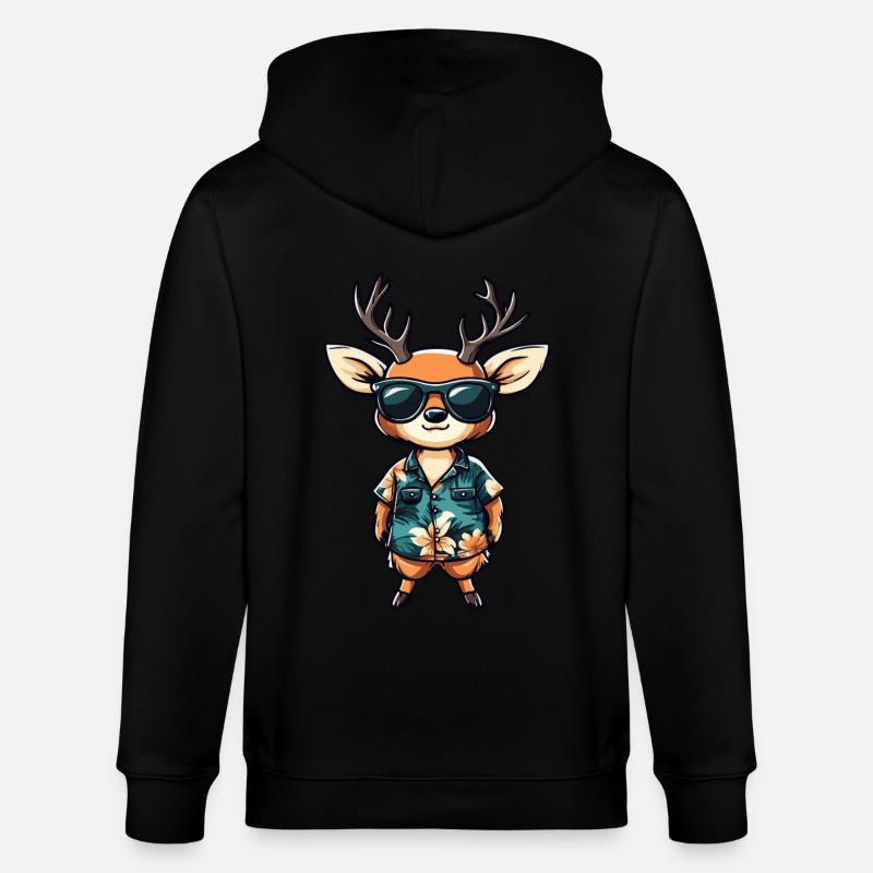 Cerf Bande dessinée Drôle d’été - Veste à capuche bio CULTIVATOR Stanley/Stella Unisexe - noir