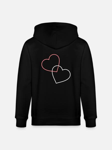 Two heart shapes - connected together - Stanley/Stella CULTIVATOR Unisex Organic Hooded Jacket - black