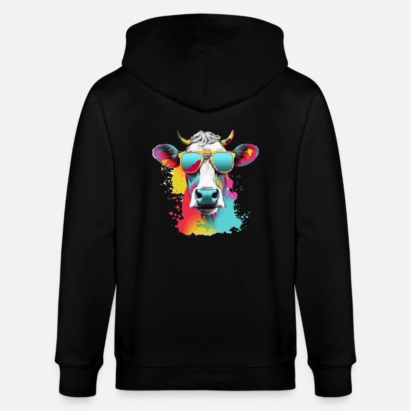 Acki la vache cool - Veste à capuche bio CULTIVATOR Stanley/Stella Unisexe - noir