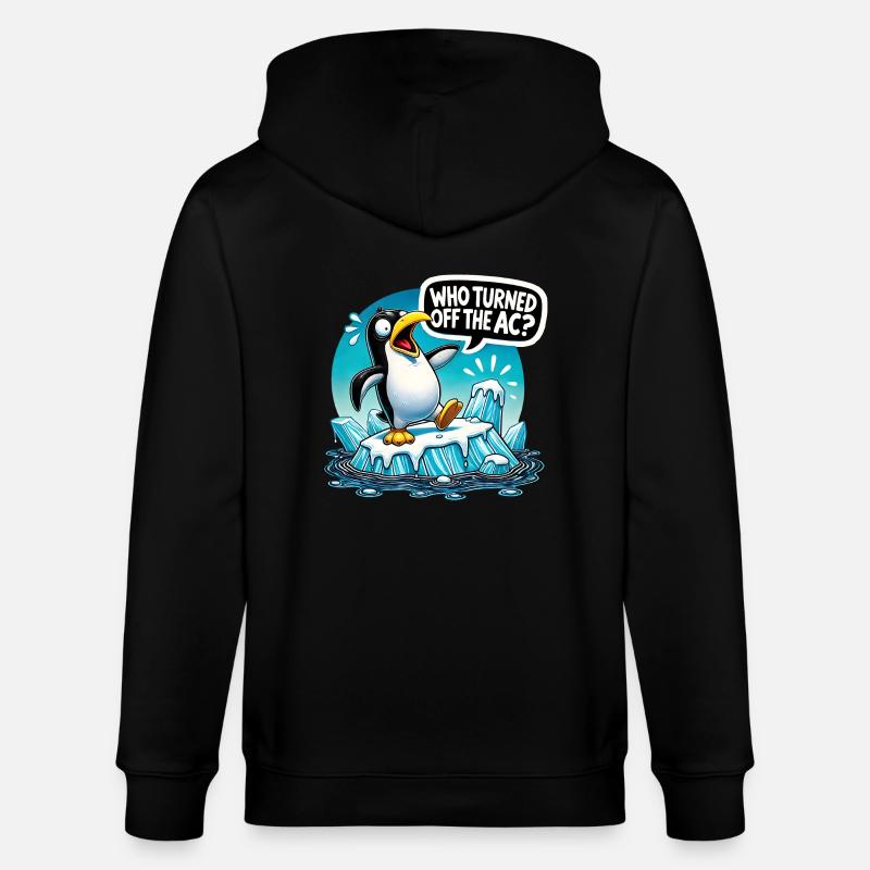 Funny Penguin Global Warming - Stanley/Stella Unisex Bio-Kapuzenjacke CULTIVATOR  - Schwarz
