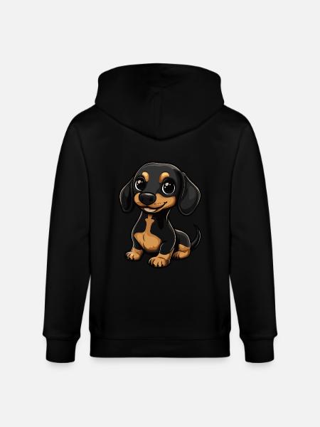 Dachshund BadgerDog Cute - Stanley/Stella CULTIVATOR  Unisex Organic Hooded Jacket - black