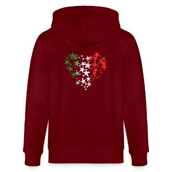 L'amour pour l'Italie - coeur avec vert blanc et rouge - Veste à capuche bio CULTIVATOR Stanley/Stella Unisexe - bordeaux - Dos - Anna (173cm)