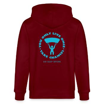 Fallschirm - Stanley/Stella Unisex Bio-Kapuzenjacke CULTIVATOR  - Burgunderrot - Hinten - Anna (173cm)