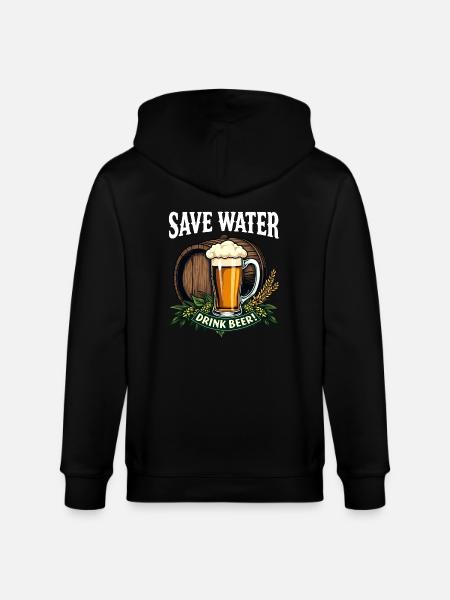 SAVE WATER DRINK BEER - Stanley/Stella CULTIVATOR Unisex Organic Hooded Jacket - black