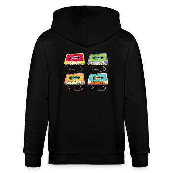 Musikkassette Compact Cassette Magnettonband Retro - Stanley/Stella Unisex Bio-Kapuzenjacke CULTIVATOR  - Schwarz - Hinten - Anna (173cm)