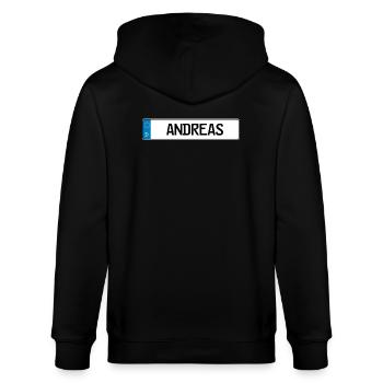 Andreas Namensschild Geschenk - Stanley/Stella Unisex Bio-Kapuzenjacke CULTIVATOR  - Schwarz - Hinten - Anna (173cm)