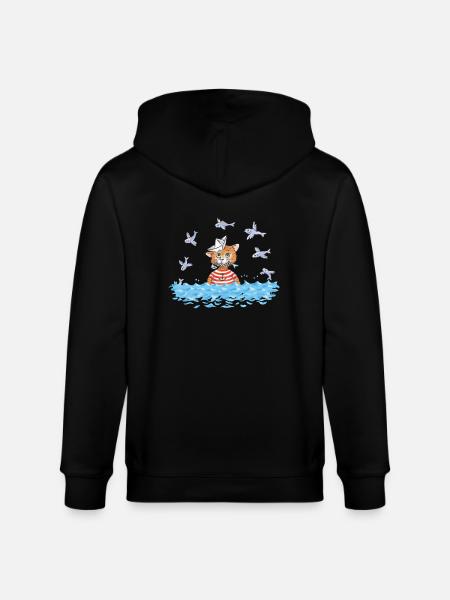 Fish cat - Stanley/Stella CULTIVATOR  Unisex Organic Hooded Jacket - black