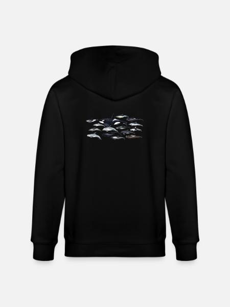 Dolphins - Dolphins - Dauphins - Delphinidae - Stanley/Stella CULTIVATOR Unisex Organic Hooded Jacket - black