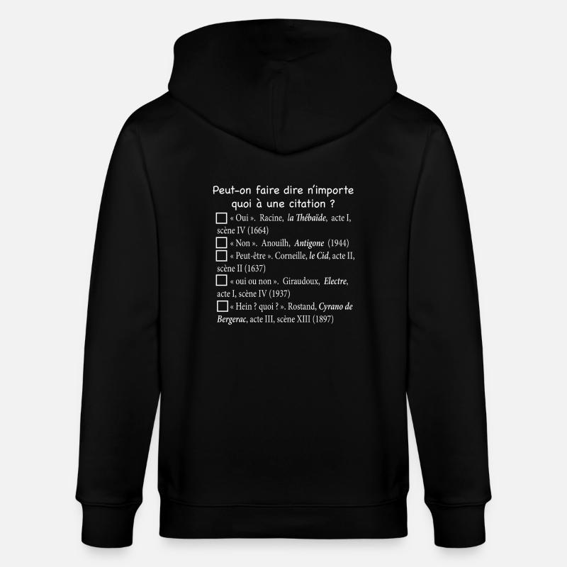 Citations-blanc - Veste à capuche bio CULTIVATOR Stanley/Stella Unisexe - noir