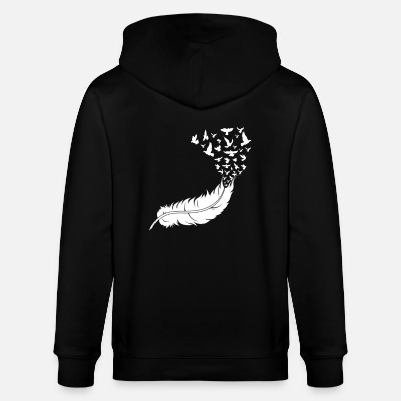 Plume avec des oiseaux - Veste à capuche bio CULTIVATOR Stanley/Stella Unisexe - noir