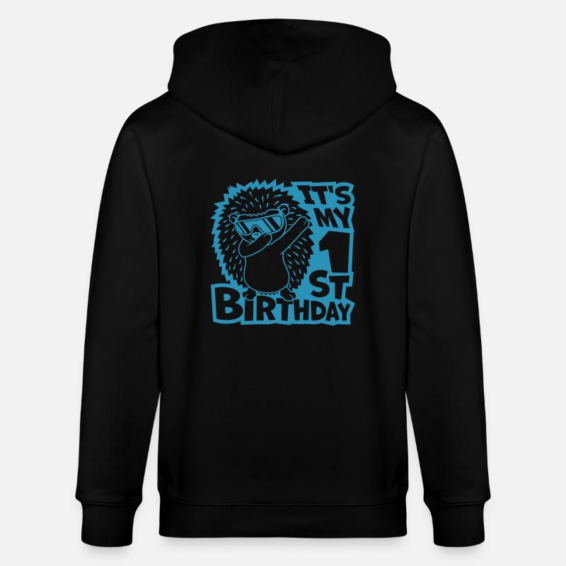 Hérisson dabbing 1er anniversaire - Veste à capuche bio CULTIVATOR Stanley/Stella Unisexe - noir