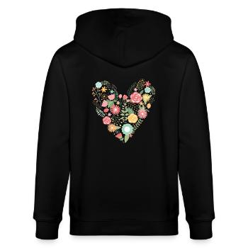 Blumenherz Liebe Muttertag Frühling - Stanley/Stella Unisex Bio-Kapuzenjacke CULTIVATOR  - Schwarz - Hinten - Anna (173cm)