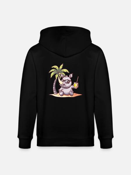 Rhino Summer Beach Comic - Stanley/Stella CULTIVATOR Unisex Organic Hooded Jacket - black