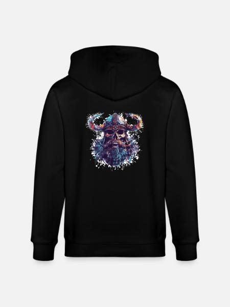 Viking Skull - Stanley/Stella CULTIVATOR Unisex Organic Hooded Jacket - black