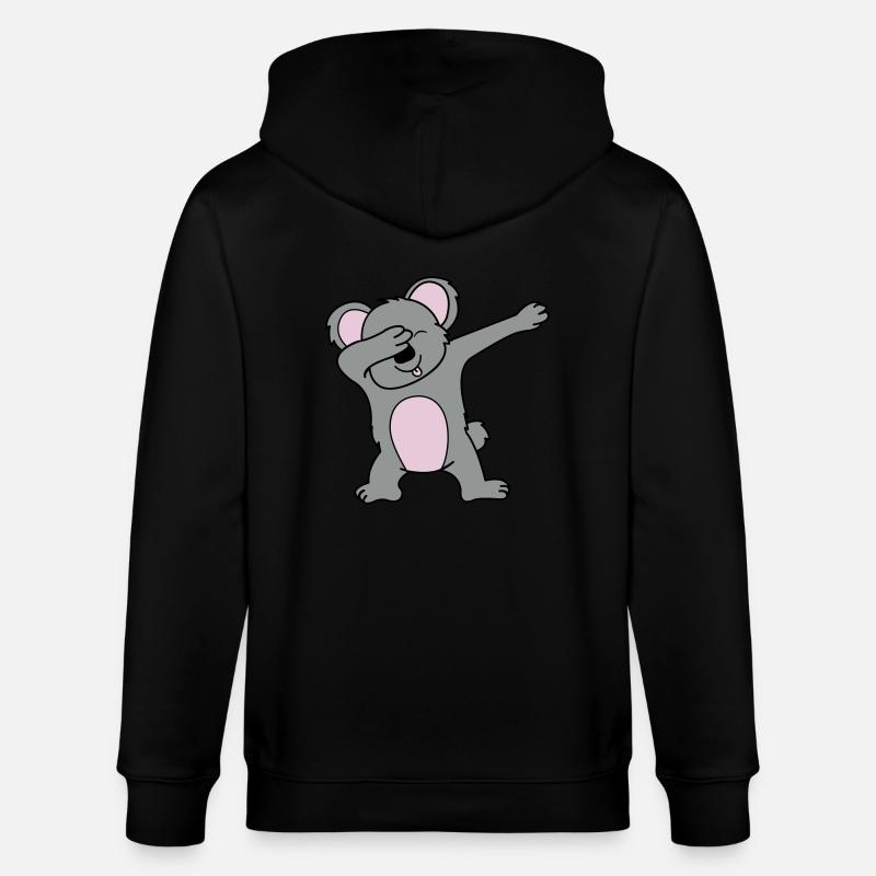 koala dabbing 02 - Stanley/Stella Unisex Bio-Kapuzenjacke CULTIVATOR  - Schwarz