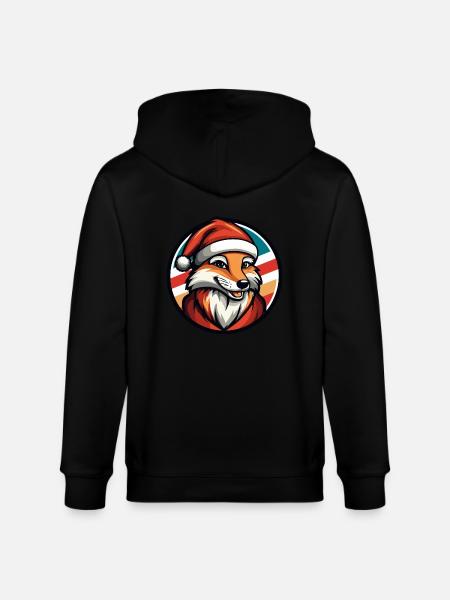 Fox Christmas Animal - Stanley/Stella CULTIVATOR  Unisex Organic Hooded Jacket - black