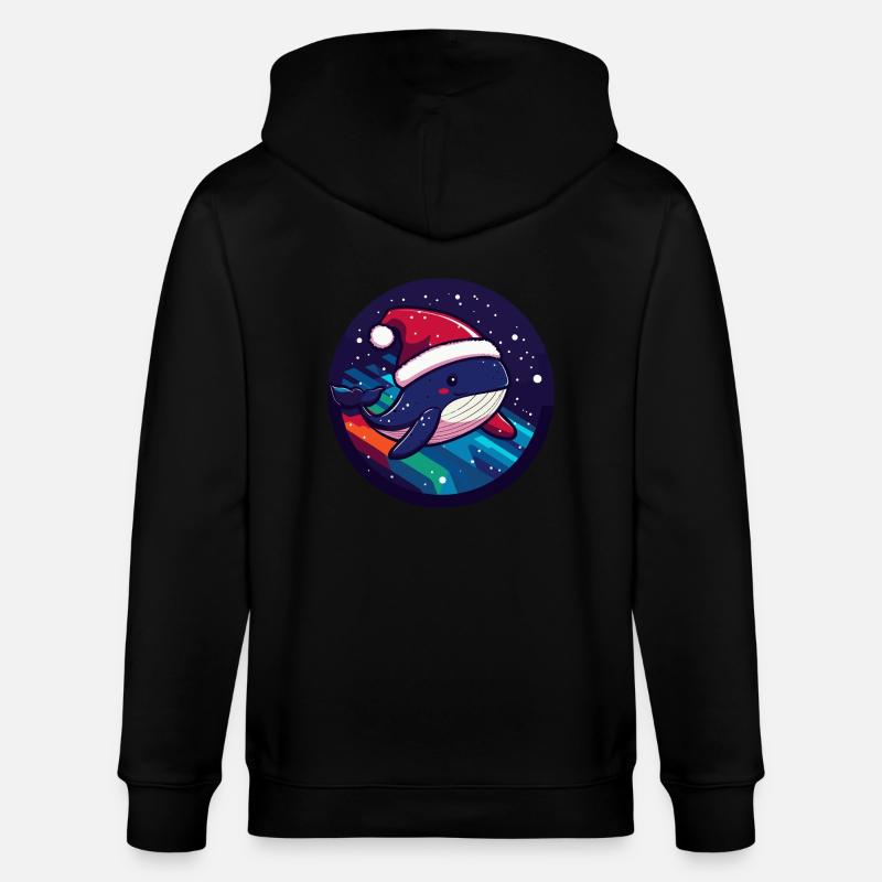 Baleine Noël Animal - Veste à capuche bio CULTIVATOR Stanley/Stella Unisexe - noir