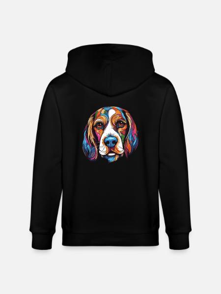 Beagle Dog Portrait - Stanley/Stella CULTIVATOR  Unisex Organic Hooded Jacket - black