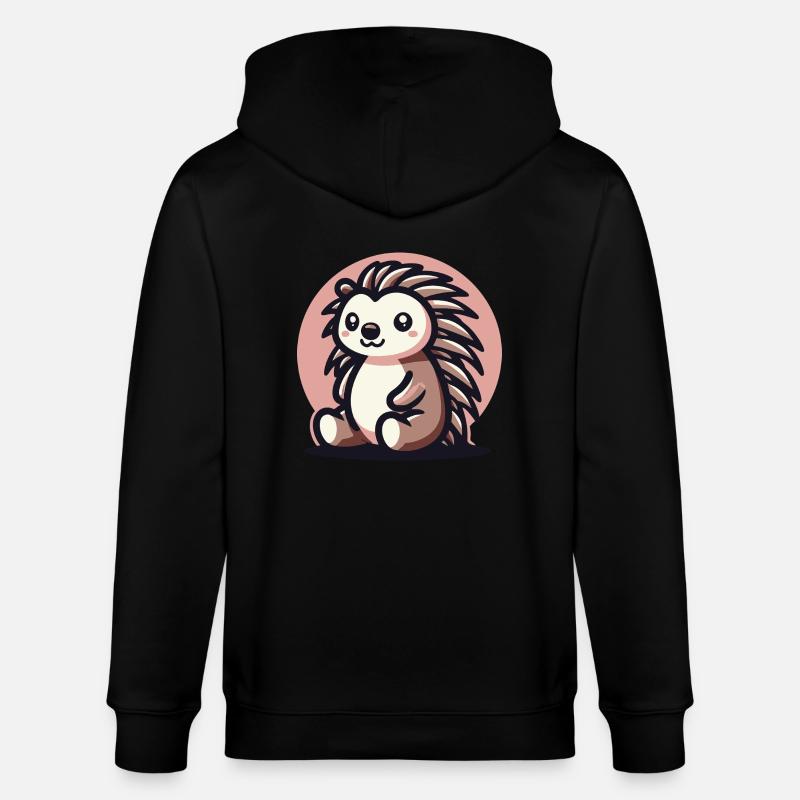 Igel rosa Hintergrund - Stanley/Stella Unisex Bio-Kapuzenjacke CULTIVATOR  - Schwarz