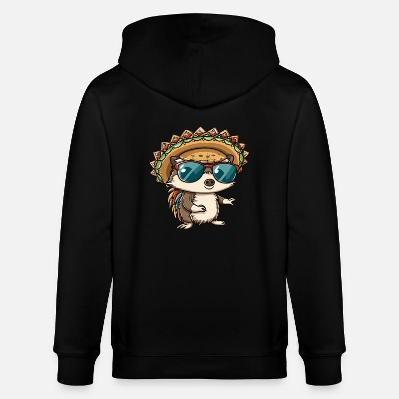 Igel Comic Lustig Sombrero - Stanley/Stella Unisex Bio-Kapuzenjacke CULTIVATOR - Schwarz