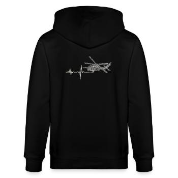 Shirt Geschenk Heartbeat Hubschrauber - Stanley/Stella Unisex Bio-Kapuzenjacke CULTIVATOR  - Schwarz - Hinten - Anna (173cm)