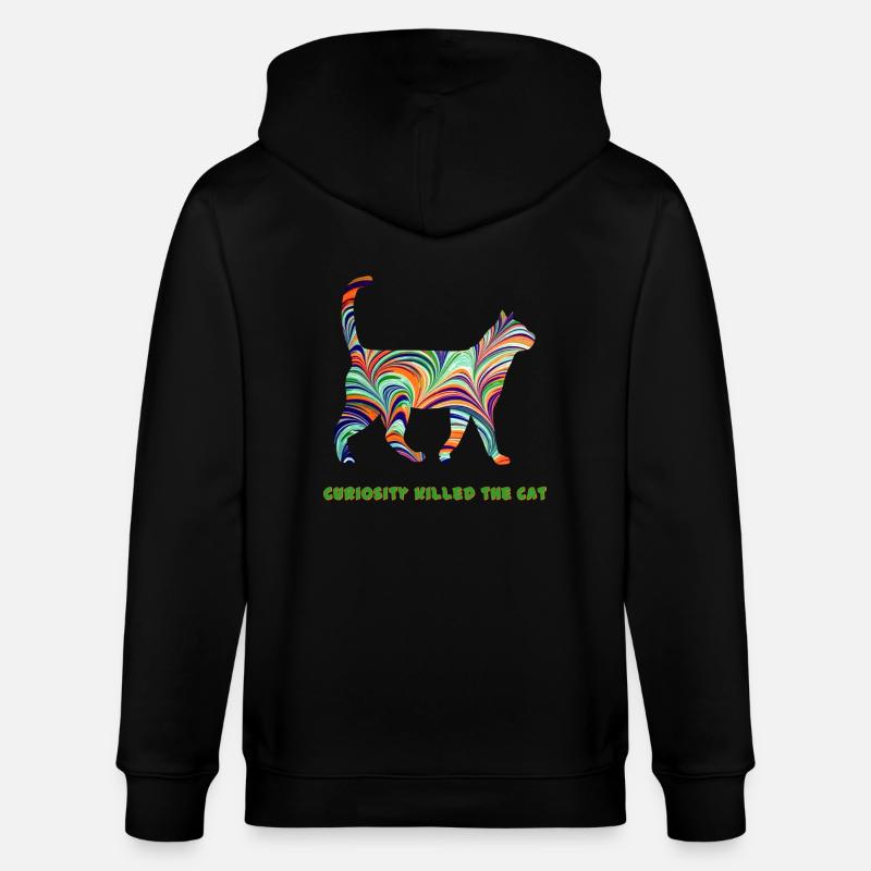 Cat with saying E 7 - Stanley/Stella CULTIVATOR  Unisex Organic Hooded Jacket - black