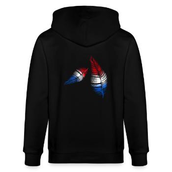 feathers red white blue - Stanley/Stella CULTIVATOR  Unisex Organic Hooded Jacket - black - Back - Anna (173cm)