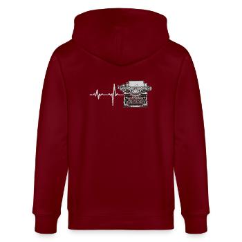 Cadeau machine à écrire Heartbeat - Veste à capuche bio CULTIVATOR Stanley/Stella Unisexe - bordeaux - Dos - Anna (173cm)