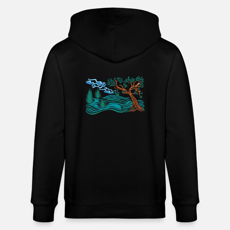 arbre dans la colline - Veste à capuche bio CULTIVATOR Stanley/Stella Unisexe - noir