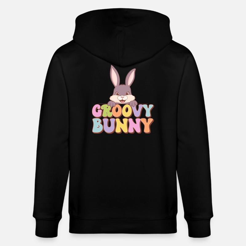 Groovy Bunny - Stanley/Stella Unisex Bio-Kapuzenjacke CULTIVATOR  - Schwarz