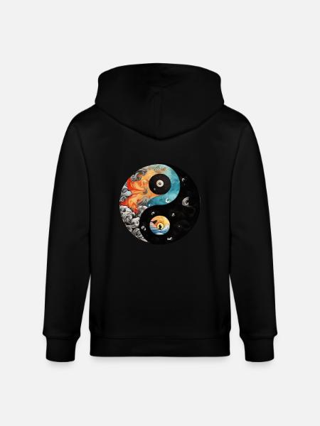 Yin Yang - Stanley/Stella CULTIVATOR  Unisex Organic Hooded Jacket - black