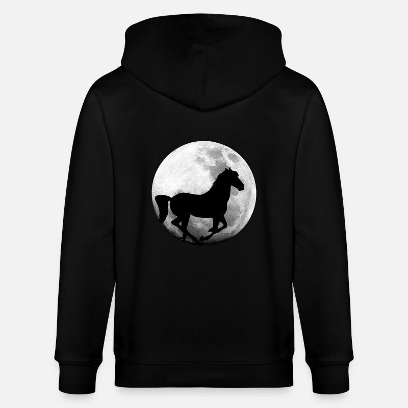 Pferd Vollmond Pferde - Stanley/Stella Unisex Bio-Kapuzenjacke CULTIVATOR - Schwarz