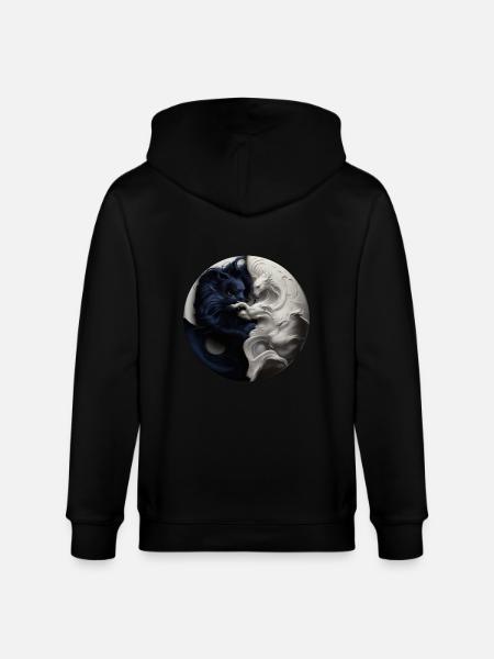 Yin Yang Black White - Stanley/Stella CULTIVATOR  Unisex Organic Hooded Jacket - black